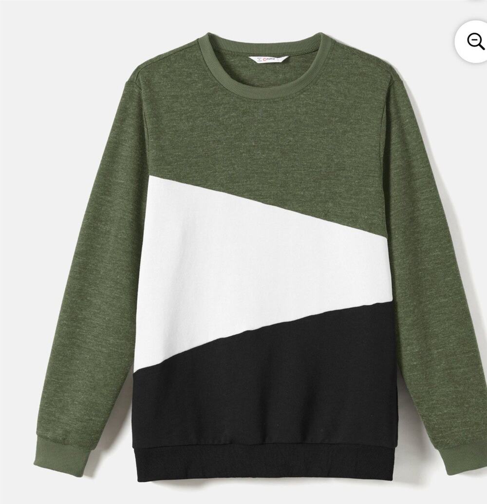 Patpat Color block Sweater Olive / Black Men’s 2Xl